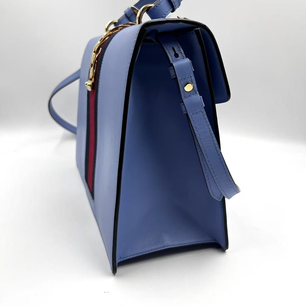 Hj Gucci Blue Clutch Bag Flowers Gg #236197G10B - Picture 3 of 13